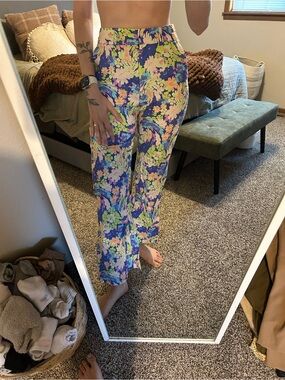 ASOS Purple Floral Multicolor Cropped Pants